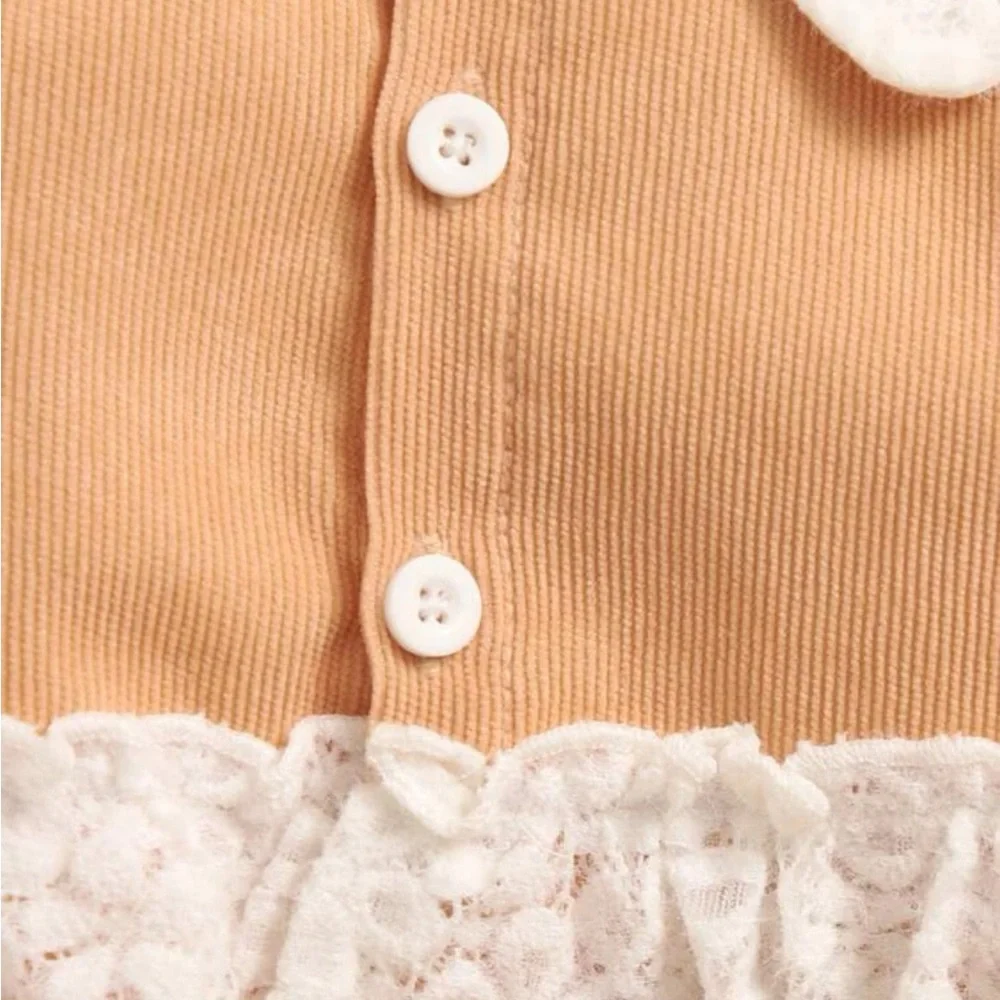 Toddler Contrast Lace Peter Pan Collar Jacket & Skirt matching set - Picture 3 of 3